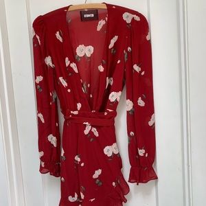 SALE! Reformation Red Floral Wrap Dress